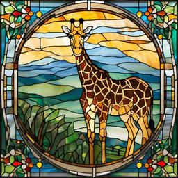 Stained Glass Giraffe - Embrace the tall and graceful presence of giraffes in stained glass art, featuring intricate patterns and colors.  