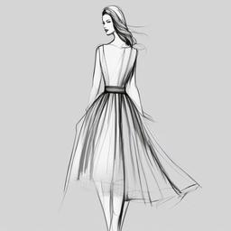 sketch of dress design  minimal rough sketch scribbles,doodles,black and white