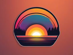 Sunset sticker, Serene , sticker vector art, minimalist design