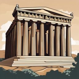 The Parthenon clipart - Ancient temple on the Acropolis in Athens, Greece, ,color clipart vector style