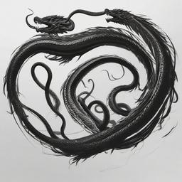 drawing of a hydra  minimal rough sketch scribbles,doodles,black and white