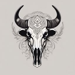 Minimalistic buffalo skull design: Simplicity, letting the form speak.  simple color tattoo style