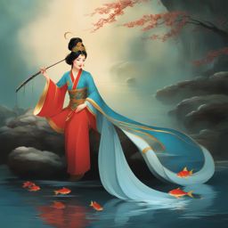 yeh shen - the chinese cinderella, who with the help of a magical fish, overcame adversity. 