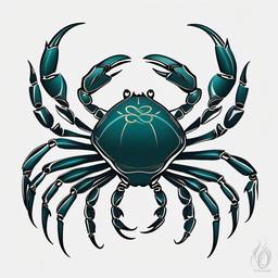 Zodiac Cancer Crab Tattoos-Creative and personalized tattoos featuring the crab symbol associated with the Cancer zodiac sign.  simple color tattoo,white background