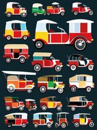 Rickshaw Clipart - A traditional rickshaw for city transport.  color vector clipart, minimal style