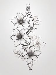 DNA Tattoo,DNA Blossoming Flower - Symbolize growth and life with a tattoo featuring a blossoming flower intertwined with DNA.  outline color tattoo,minimal,white background