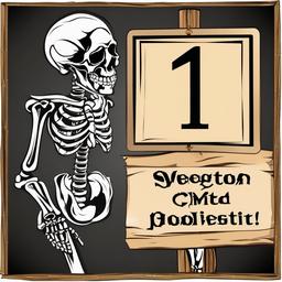 Skeleton clipart - skeleton holding a sign  clipart