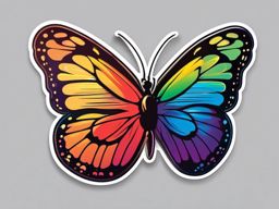 Butterfly and Rainbow Sticker - Butterfly near a vibrant rainbow, ,vector color sticker art,minimal