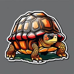 Red-Footed Tortoise cartoon - tropical tortoise with red spots on legs  cartoon sticker style