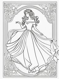 Dancing Princess Coloring Pages - Graceful Moves in Elegant Attire  minimal black outline printable sheet, coloring page