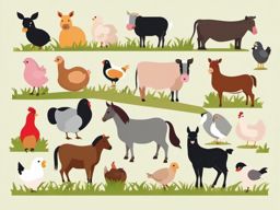 Farm Animal Gathering clipart - Animals gathering on the farm, ,vector color clipart,minimal