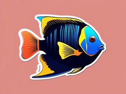 Angelfish Sticker - A vibrant angelfish swimming among coral, ,vector color sticker art,minimal