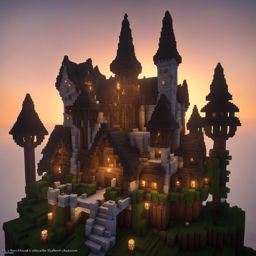 enchanted medieval castle with towering spires - minecraft house design ideas minecraft block style