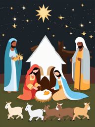 Nativity Clipart,Illustrating a nativity scene with nativity clipart  simple, 2d flat