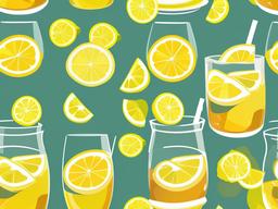 Lemon clipart - lemon slices in a glass of iced tea  color,minimalist,vector clipart