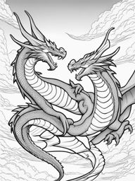 dragon coloring pages - two dragons clash in an epic aerial duel. 