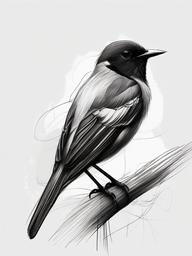 drawing of an animal with a bird  minimal rough sketch scribbles,doodles,black and white