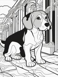 Beagle Coloring Pages - Playful Beagle with a Curious Nature  minimal black outline printable sheet, coloring page