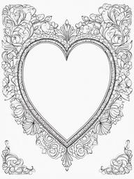 Heart Frame Coloring Pages - Beautiful Frames Made of Hearts  minimal black outline printable sheet, coloring page