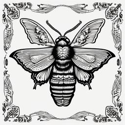 American Traditional Death Moth - Traditional American style death moth tattoo.  simple vector tattoo,minimalist,white background