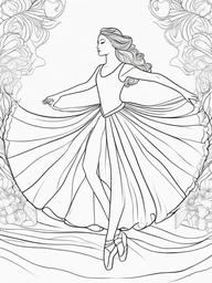 Ballet Princess Coloring Pages - Dancer in a Flowing Tutu  minimal black outline printable sheet, coloring page