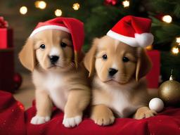 Christmas Puppies Wallpaper  