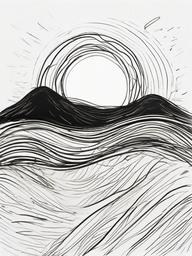 drawing of a blazing hot sun  minimal rough sketch scribbles,doodles,black and white