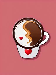 Heartbeat and Coffee Cup Emoji Sticker - Brewing love over coffee, , sticker vector art, minimalist design