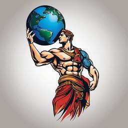 Atlas Holding the World Tattoo Design-Bold and dynamic tattoo design featuring Atlas holding the world on his shoulders, symbolizing strength and endurance.  simple color vector tattoo