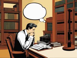 thinking clipart: with a thought bubble in a thinker's study. 