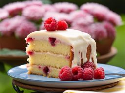 raspberry lemonade cake with lemon icing, savored at a summertime barbecue. 