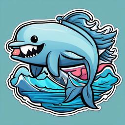 Narwhal cartoon - tusked, arctic whale  cartoon sticker style