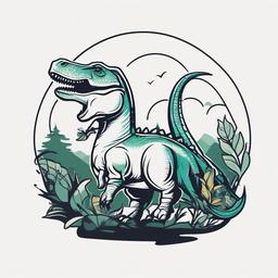 Father Son Dinosaur Tattoo - Symbolize father-son bonds with a charming and endearing dinosaur-themed tattoo.  simple vector color tattoo,minimal,white background