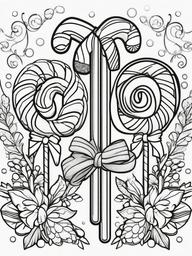 Candy Cane Coloring  outling,coloring pages,black and whit