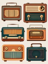 Vintage Radio Clipart - An antique radio tuned to old melodies of past eras, a portal to nostalgia.  color clipart, minimalist, vector art, 