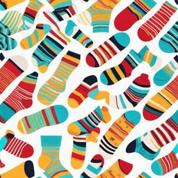 Cartoon socks with stripes clipart.  vector style illustration, white background