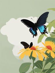 Pipevine Swallowtail Butterfly Clip Art - A pipevine swallowtail butterfly in flight,  color vector clipart, minimal style