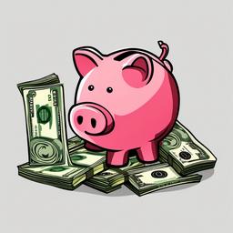 Money clipart - money with a piggy bank  