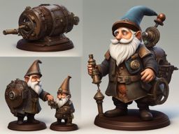 gnomish tinkerer and their mechanical familiar - create an artwork of a gnomish tinkerer and their intricate mechanical familiar. 
