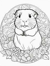 Guinea Pig Coloring Page - Cute Squeaky Pet  black outline printable coloring page