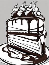 Cake Coloring Pages - Bundt cake with dripping chocolate glaze  simple coloring pages