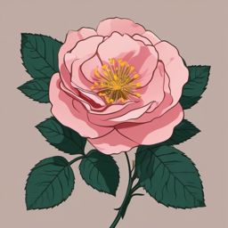 Boreal Rose Clip Art - A resilient boreal rose blossoming in the northern wilderness,  color vector clipart, minimal style