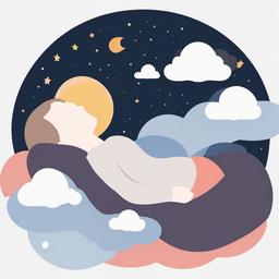 Sleep clipart - person sleeping with a dream bubble of clouds  color,minimalist,vector clipart