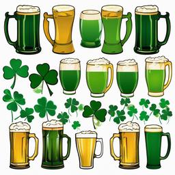 St. Patrick's clipart - beer mugs and shamrocks  clipart