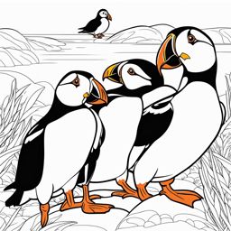 puffins cute animals coloring page 