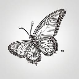 butterfly linework tattoo  simple color tattoo, minimal, white background