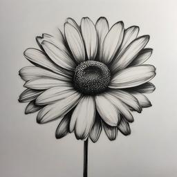 drawing of a daisy in soft pastels  minimal rough sketch scribbles,doodles,black and white