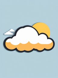 Cloud Sticker - Fluffy white cloud design, ,vector color sticker art,minimal