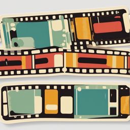 Filmstrip Sticker - Vintage filmstrip illustration, ,vector color sticker art,minimal