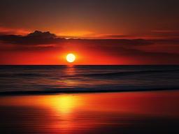 Sunset Wallpaper - Bold orange sun touching horizon.  sunset background